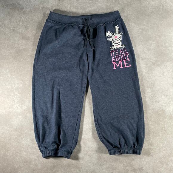 Vintage Y2k It’s Happy Bunny It’s All About Me Capris Light Chic Pants - Picture 1 of 8